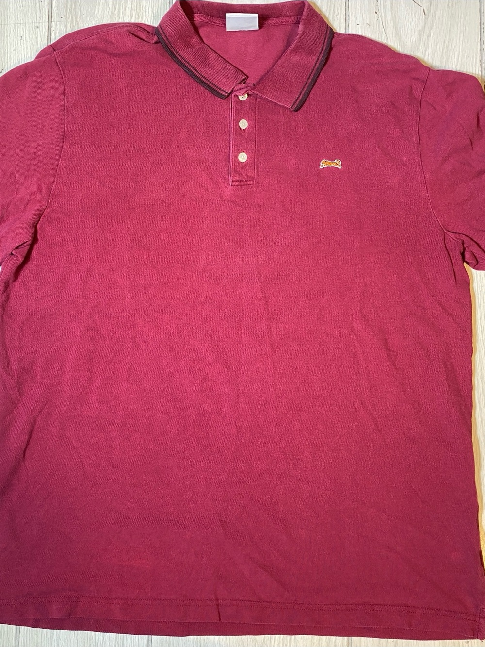 Le Tigre Mens Polo Shirt XL Burgundy Short Sleeve Embroidered Logo